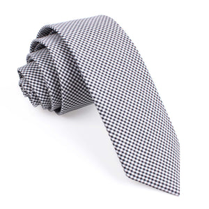 Black Gingham Cotton Skinny Tie