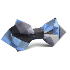 Black Grey Silver Blue Pattern Diamond Bow Tie