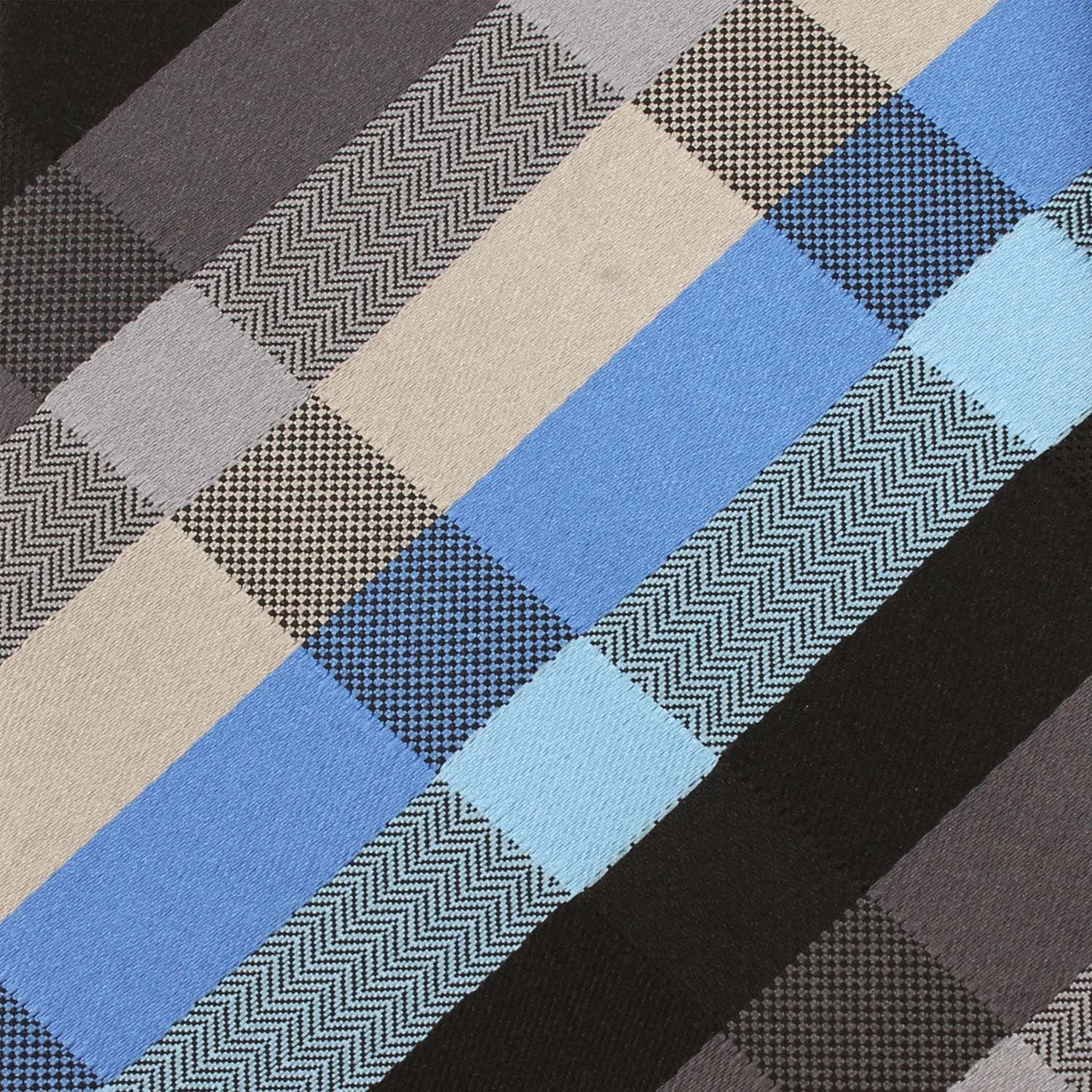 Black Grey Silver Blue Pattern Fabric Self Tie Diamond Tip Bow TieX092