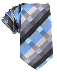 Black Grey Silver Blue Pattern Tie