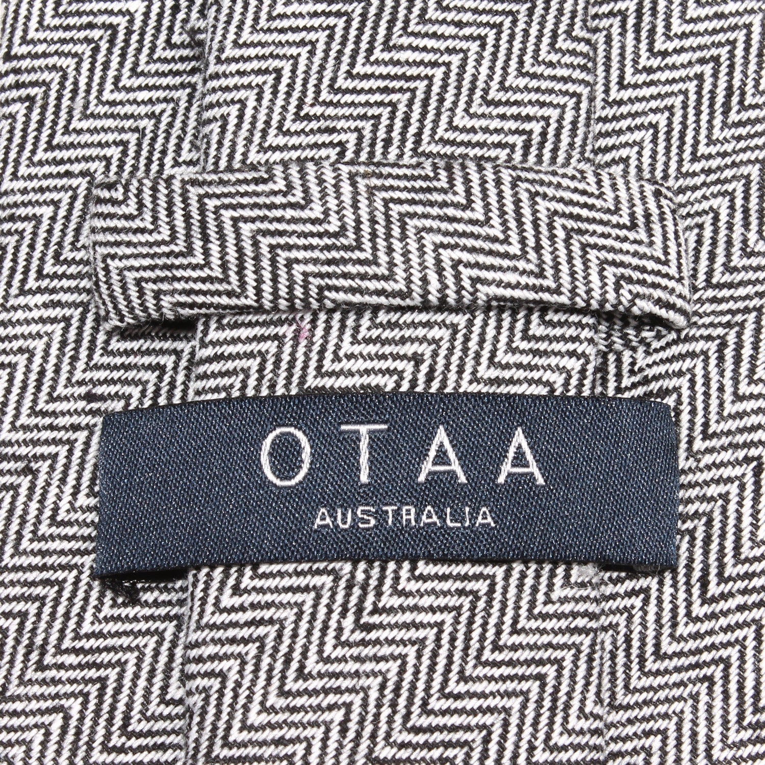 Black Herringbone Linen Skinny Tie OTAA Australia