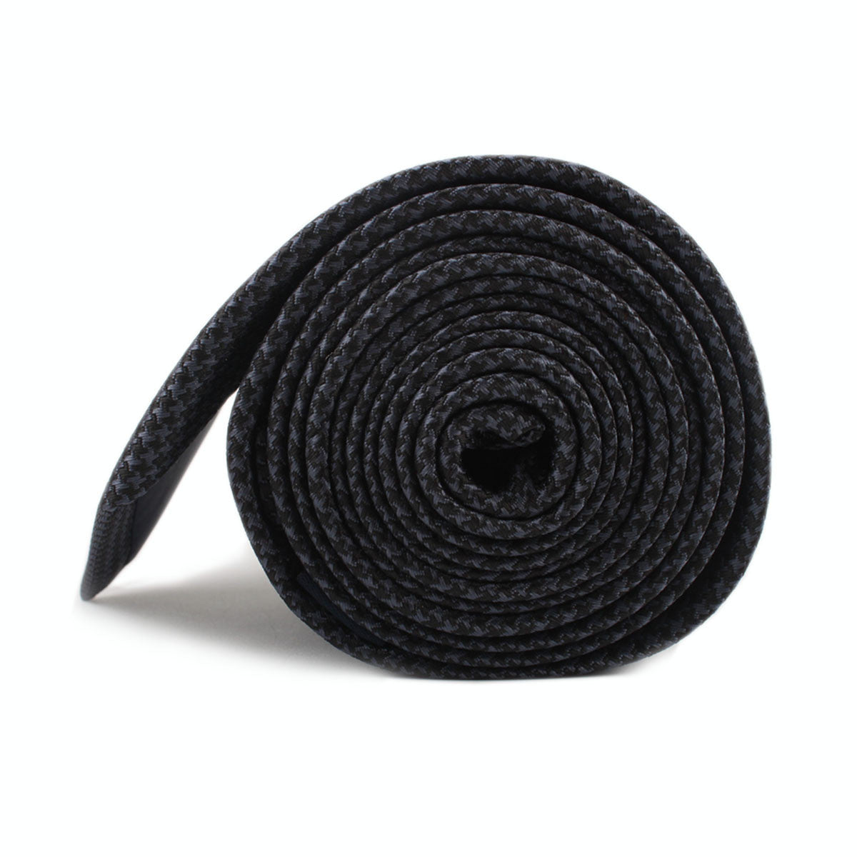 Black Houndstooth Pattern Skinny Tie Side Roll
