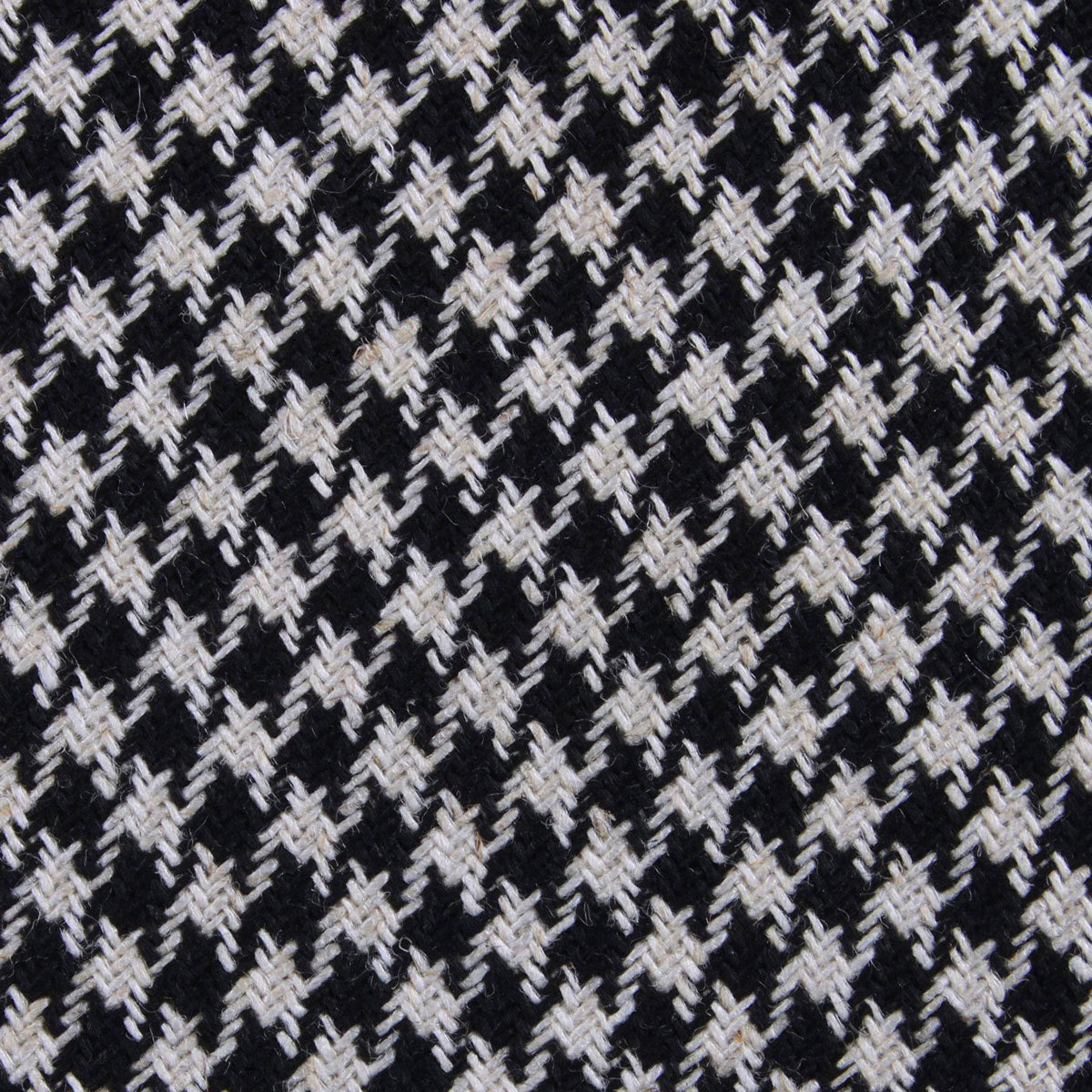 Black Houndstooth Spider Linen Fabric Pocket Square