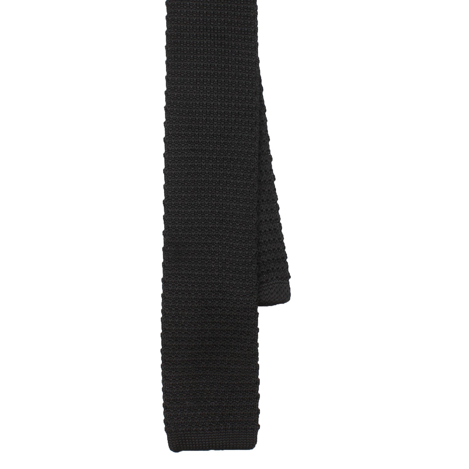 Black Knitted Tie  Shape View