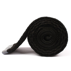 Black Knitted Tie with Grey Flat End Side Roll