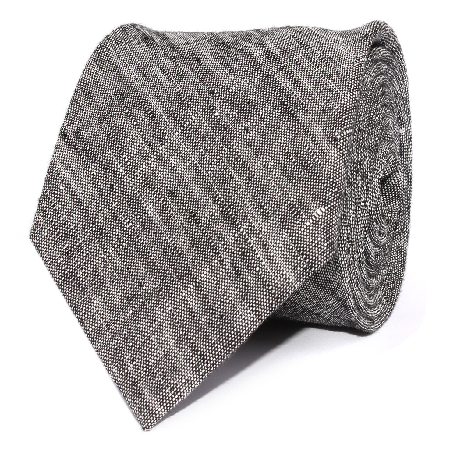 Black Linen Chambray Necktie Front