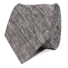 Black Linen Chambray Necktie Front