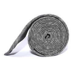 Black Linen Chambray Necktie Side roll