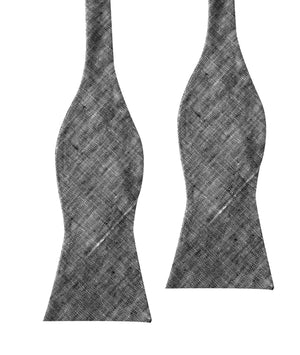 Black Linen Chambray Self Tie Bow Tie