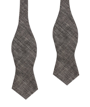 Black Linen Chambray Self Tie Diamond Bow Tie