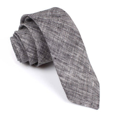 Black Linen Chambray Skinny Tie
