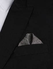 Black Linen Chambray Winged Puff Pocket Square Fold