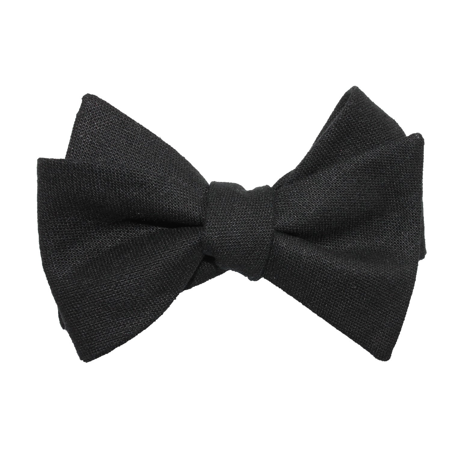 Black Linen Self Tie Bow Tie 1