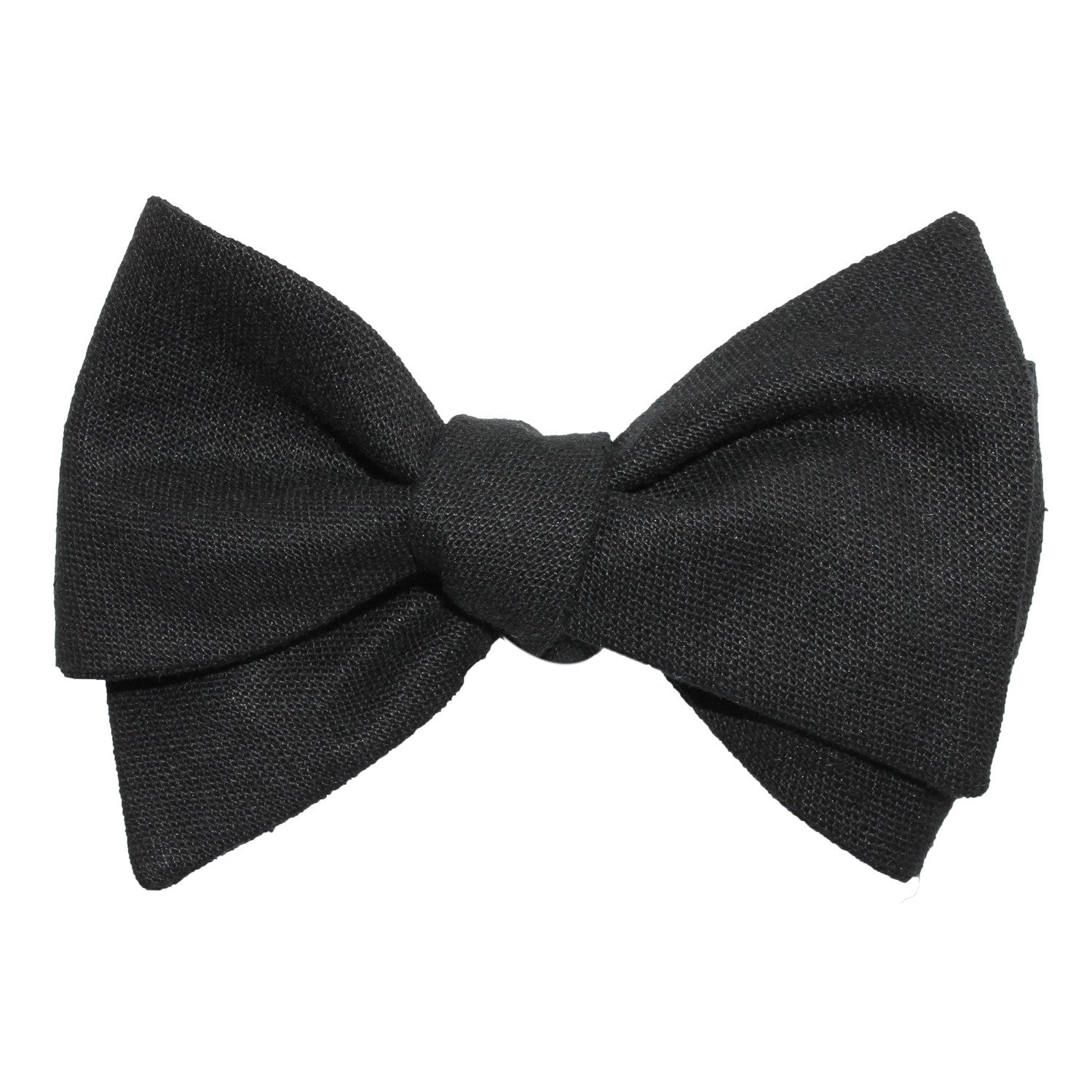 Black Linen Self Tie Bow Tie 3