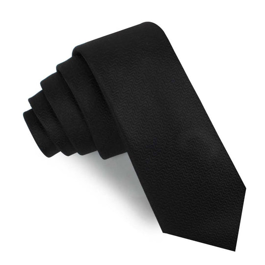 Black Midnight Rippling Sand Skinny Tie
