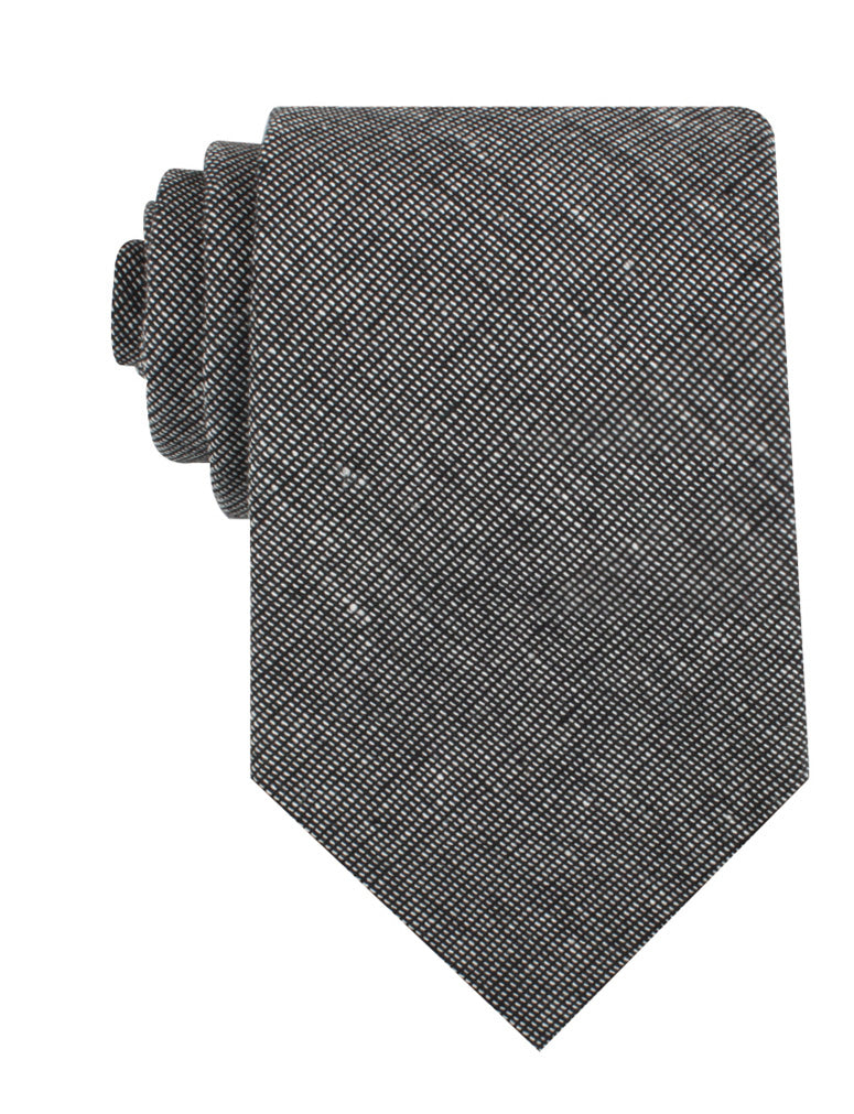 Black Needle Stitch Linen Necktie