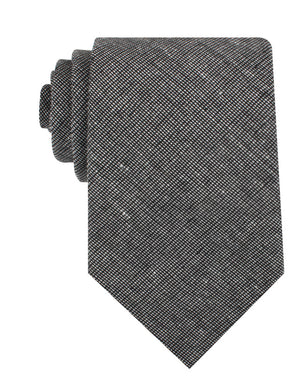 Black Needle Stitch Linen Necktie