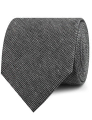 Black Needle Stitch Linen Neckties