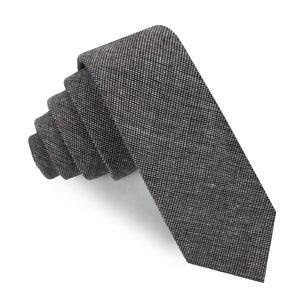 Black Needle Stitch Linen Skinny Tie