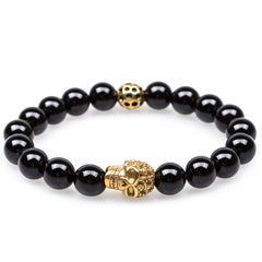 Black Onyx Gold Pirate Skull Bracelet