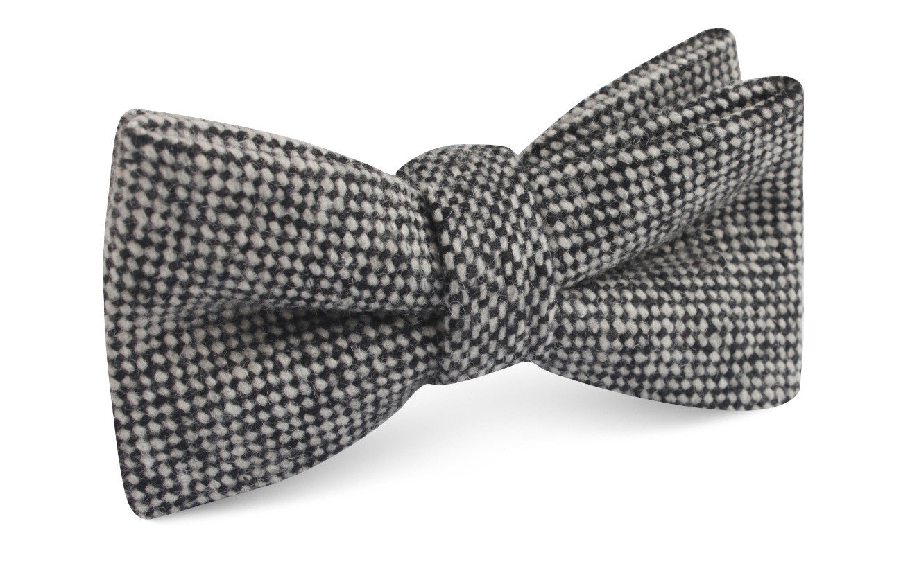 Black Porcupine English Wool Bow Tie