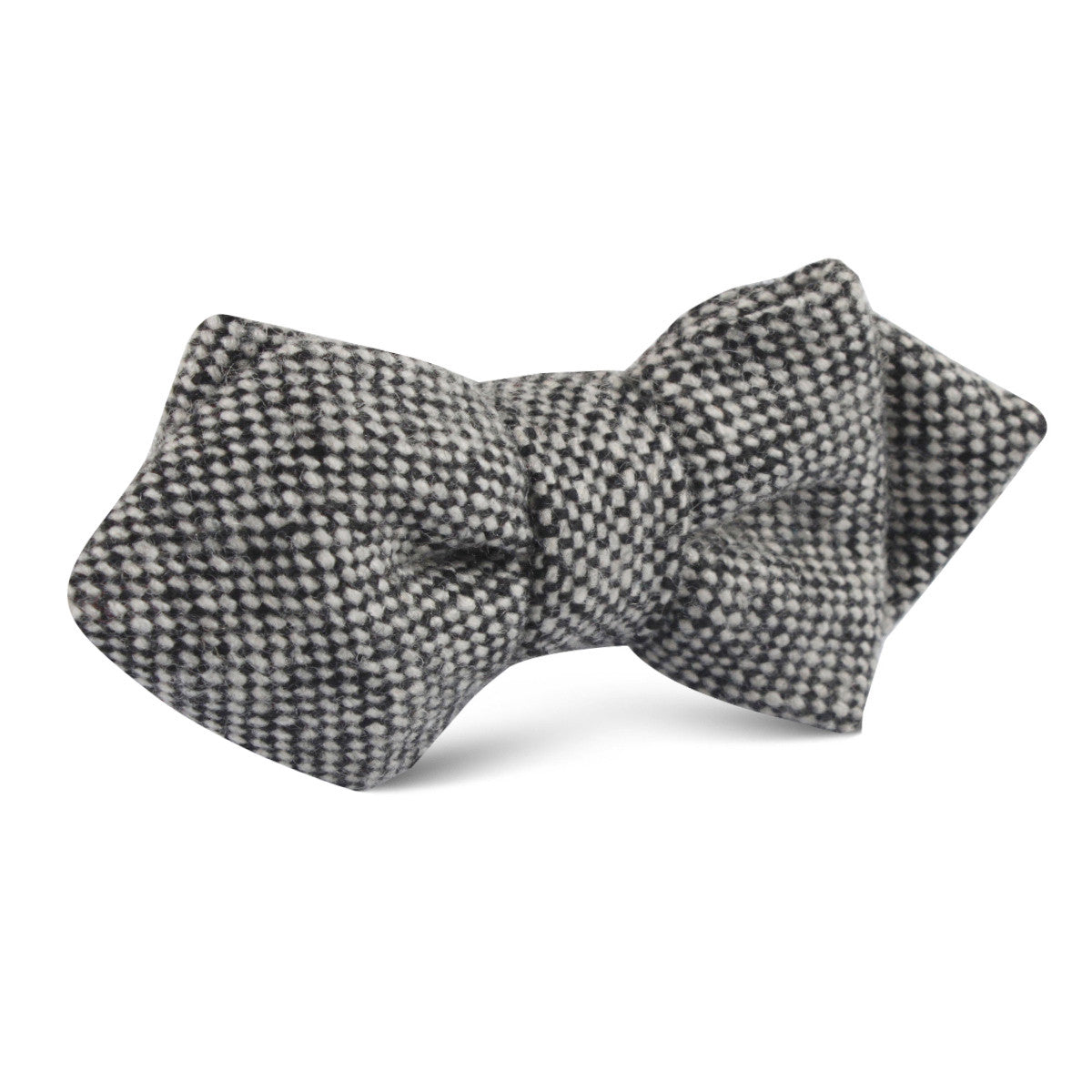 Black Porcupine English Wool Diamond Bow Tie