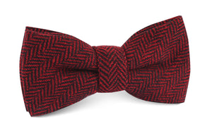 Black & Red Herringbone Wool Bow Tie