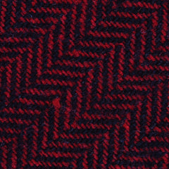 Black & Red Herringbone Wool Fabric Mens Bow Tie