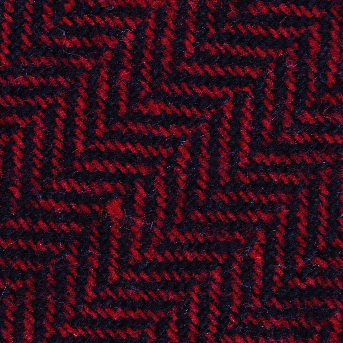 Black & Red Herringbone Wool Fabric Skinny Tie