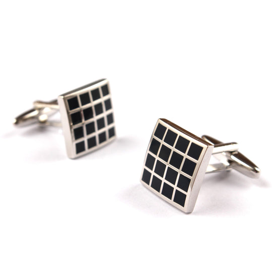 Black Square Grid Cufflinks