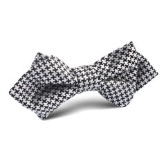 Black & Silver Houndstooth Pattern Diamond Bow Tie