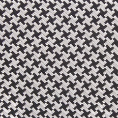 Black & Silver Houndstooth Pattern Fabric Skinny Tie M110