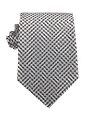 Black & Silver Houndstooth Pattern Necktie