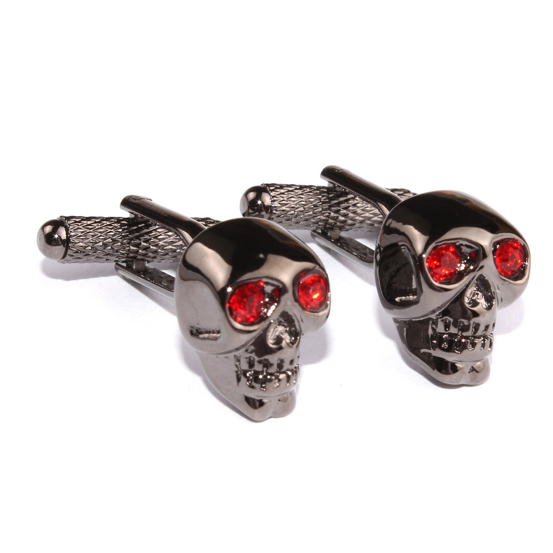 Black Skull Red Ruby Cufflinks Front OTAA