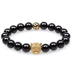 Black Smoke Onyx Gold Panther Bracelet