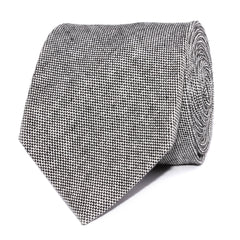 Black Tweed Linen Stitching Necktie Front