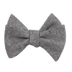 Black Tweed Linen Stitching Self Tie Bow Tie 1