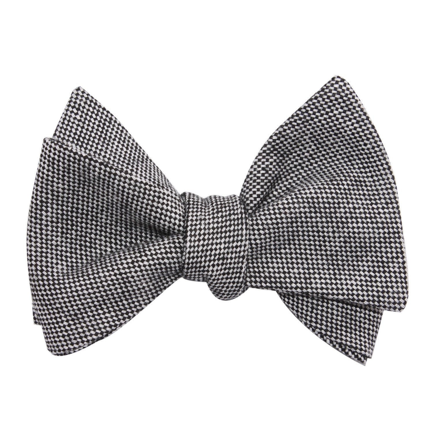 Black Tweed Linen Stitching Self Tie Bow Tie 2