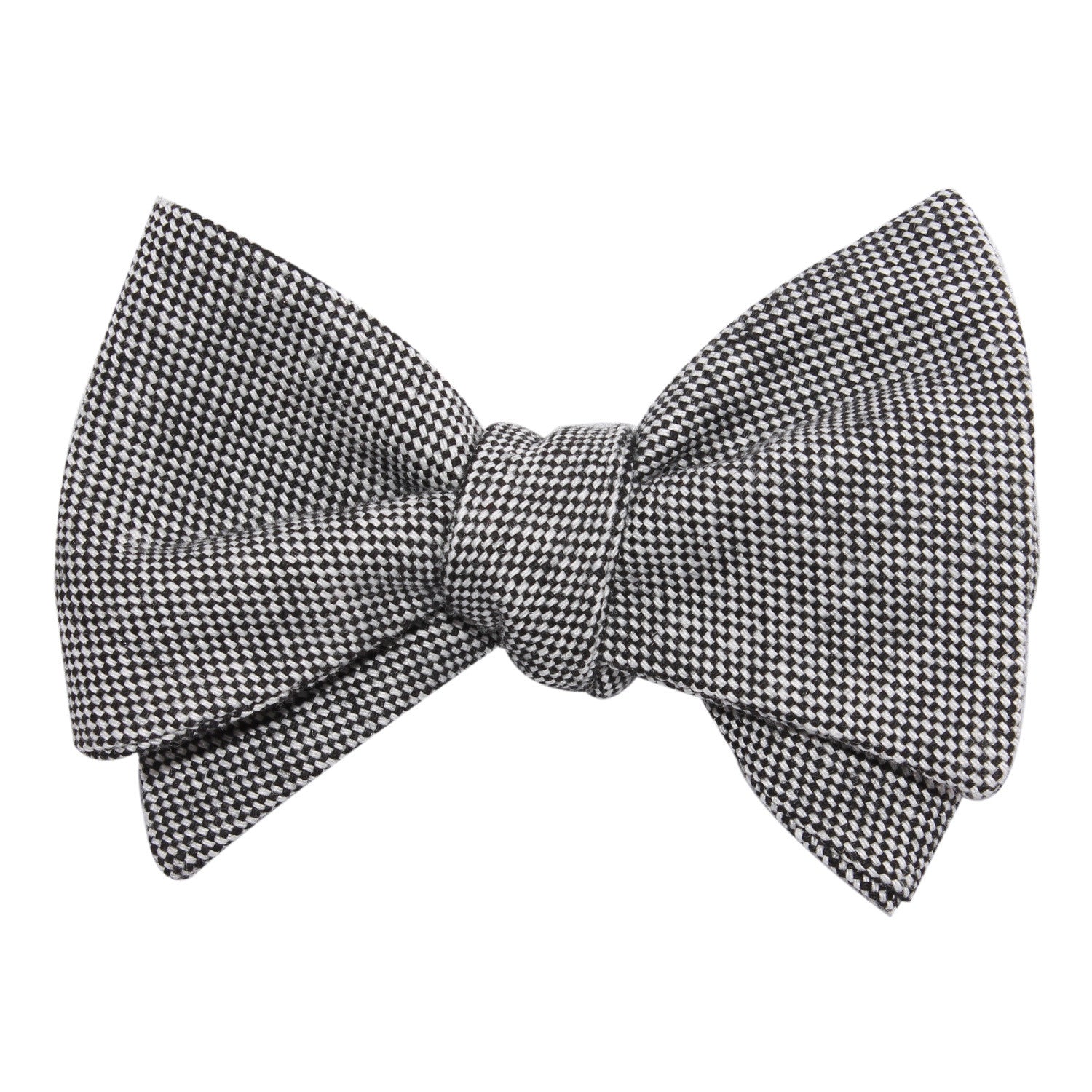 Black Tweed Linen Stitching Self Tie Bow Tie 3