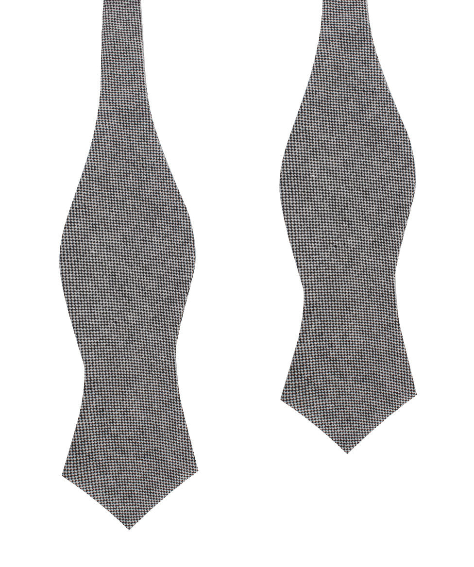 Black Tweed Linen Stitching Self Tie Diamond Bow Tie