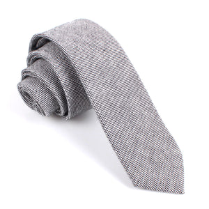 Black Tweed Linen Stitching Skinny Tie