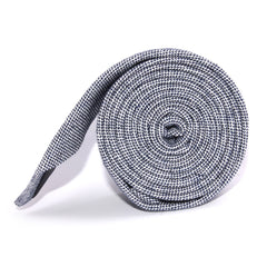 Black Tweed Linen Stitching Skinny Tie Side roll