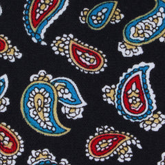 Black Twisted Teardrop Paisley Fabric Necktie