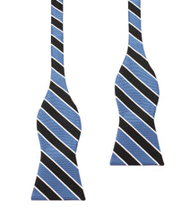 Black White Blue Striped Bow Tie Untied