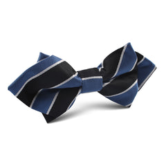 Black White Blue Striped Diamond Bow Tie