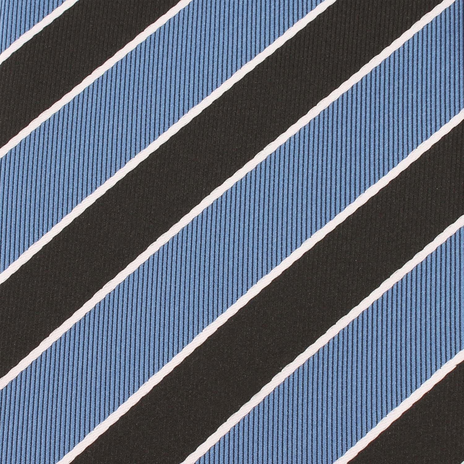 Black White Blue Striped Fabric Skinny Tie X217