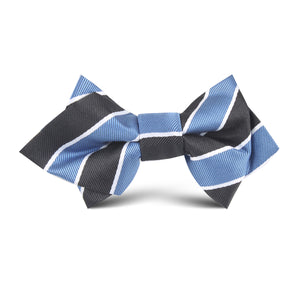 Black White Blue Striped Kids Diamond Bow Tie