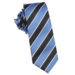 Black White Blue Striped Skinny Tie