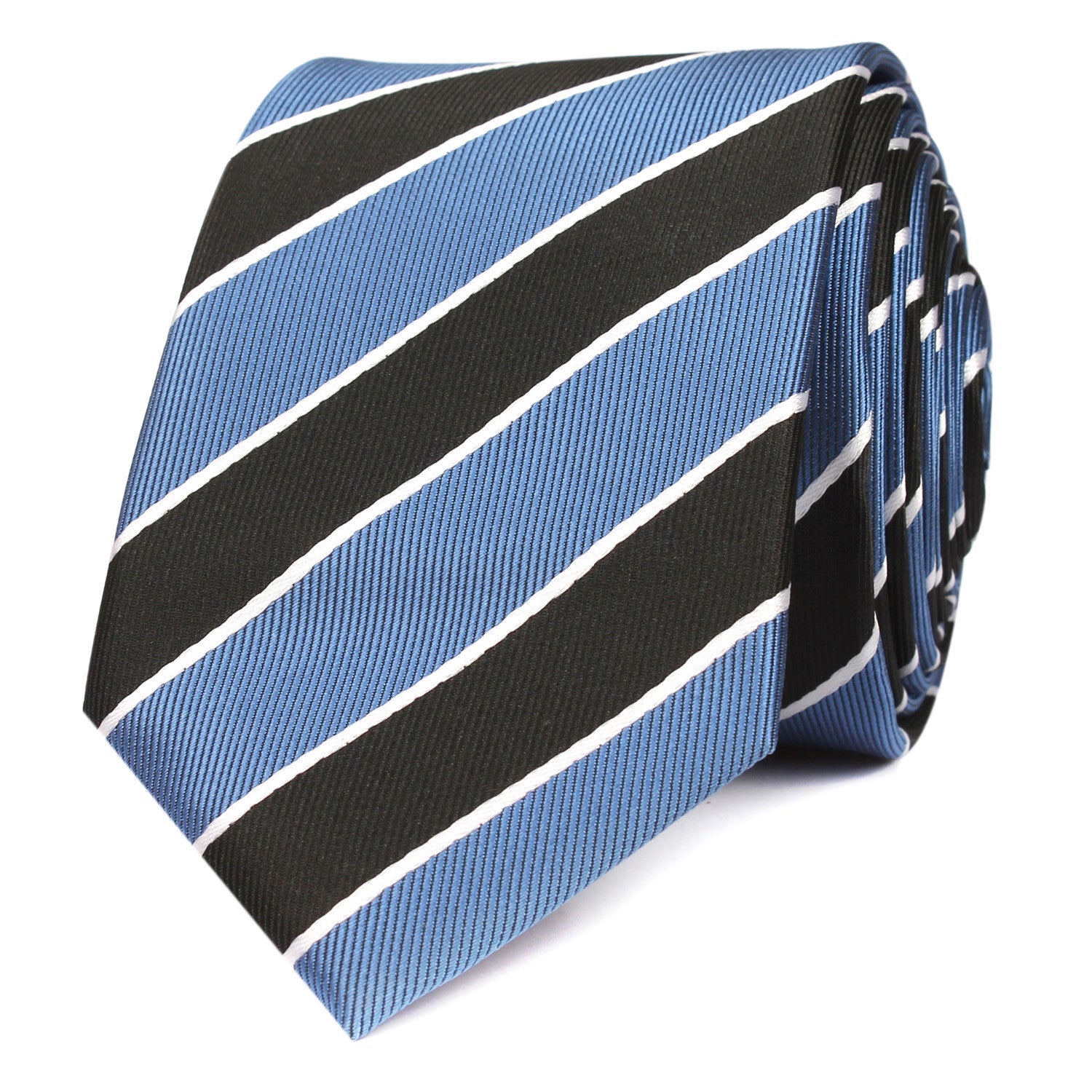 Black White Blue Striped Skinny Tie OTAA roll