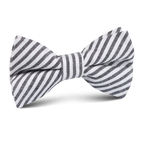 Black & White Chalk Stripe Cotton Kids Bow Tie
